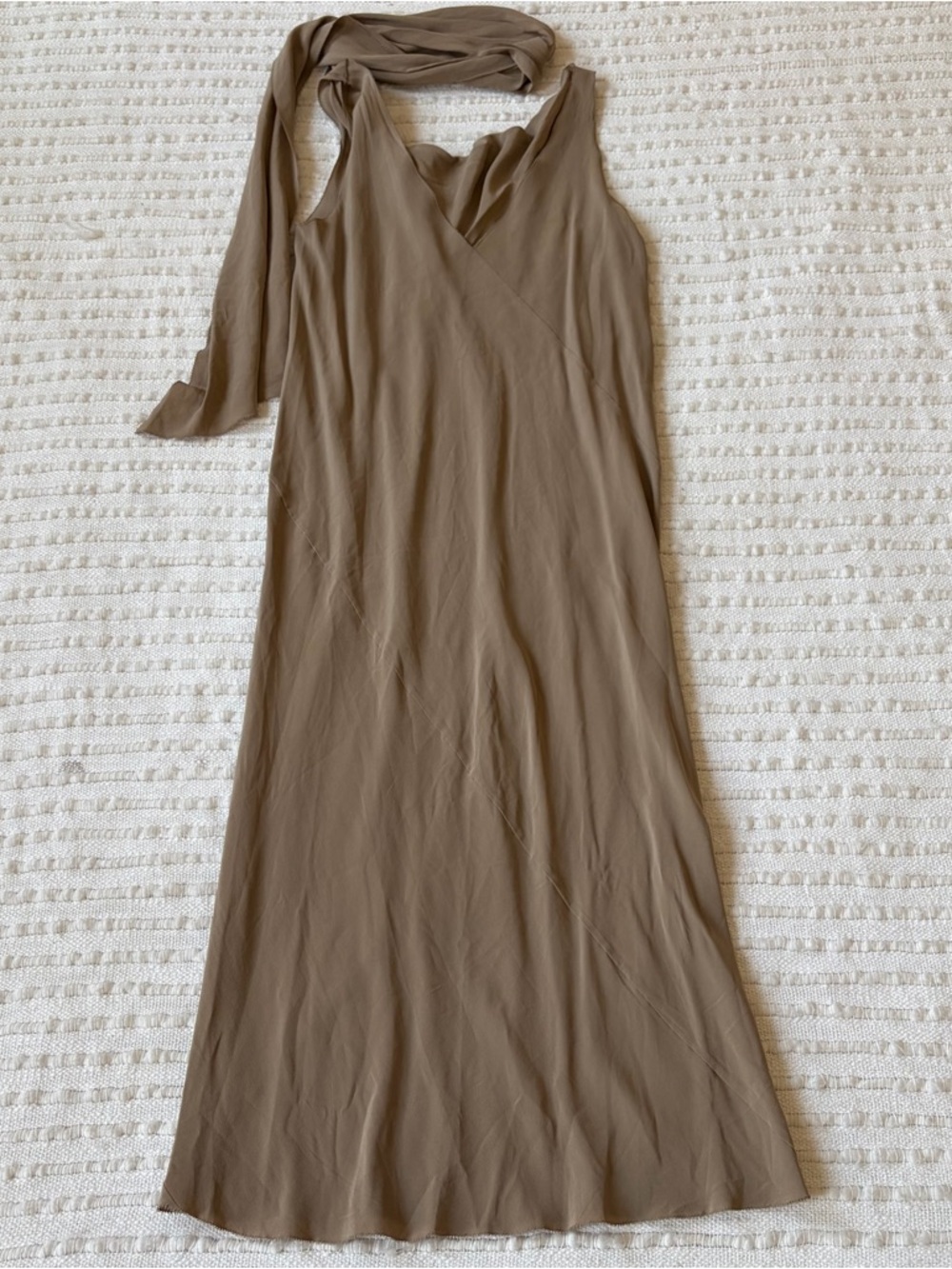 COS The Silk Scarf Midi Dress in Dark Beige Size 38 / US 6